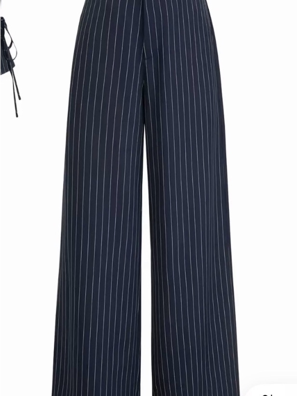Cider Navy Pinstripe Wide-Leg Trousers